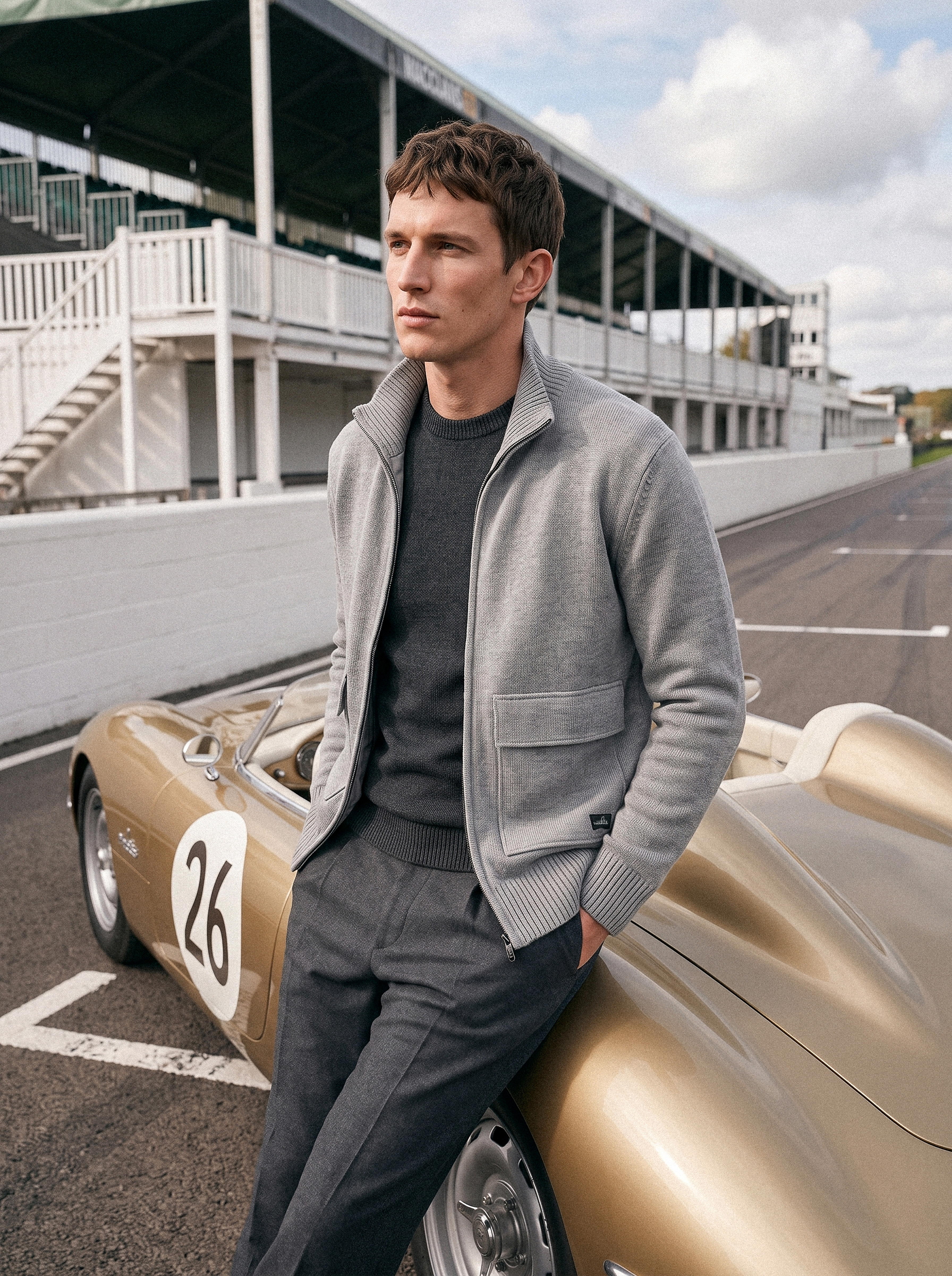 WAHTS: Cotton Merino Full Zip Padded Cardigan