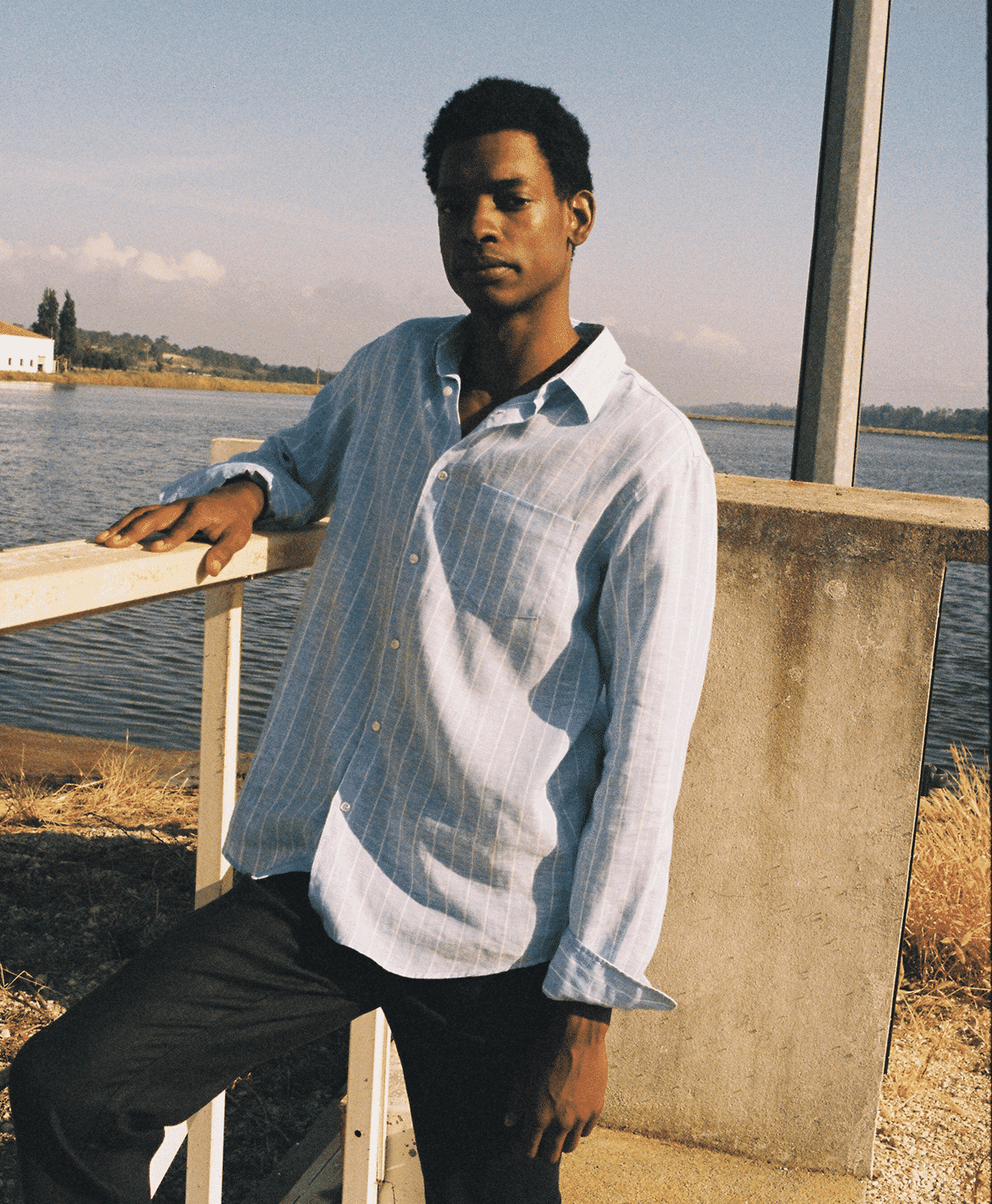 ISTO.: Pinstripe Linen Shirt