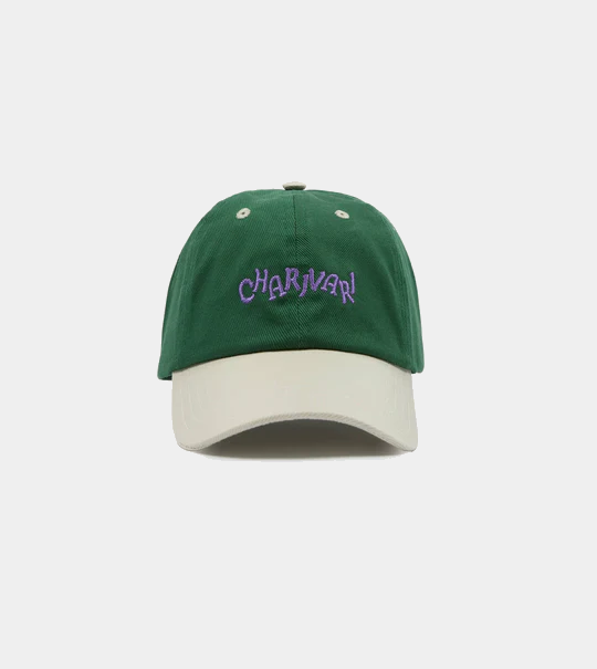 Drakes: Green and Ecru 'Charivari' Cotton Twill Baseball Cap
