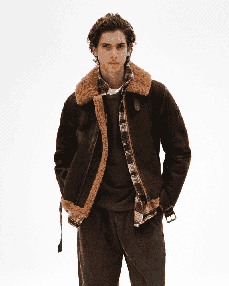 BELSTAFF: Wilder Shearling-Trimmed Leather Aviator Jacket