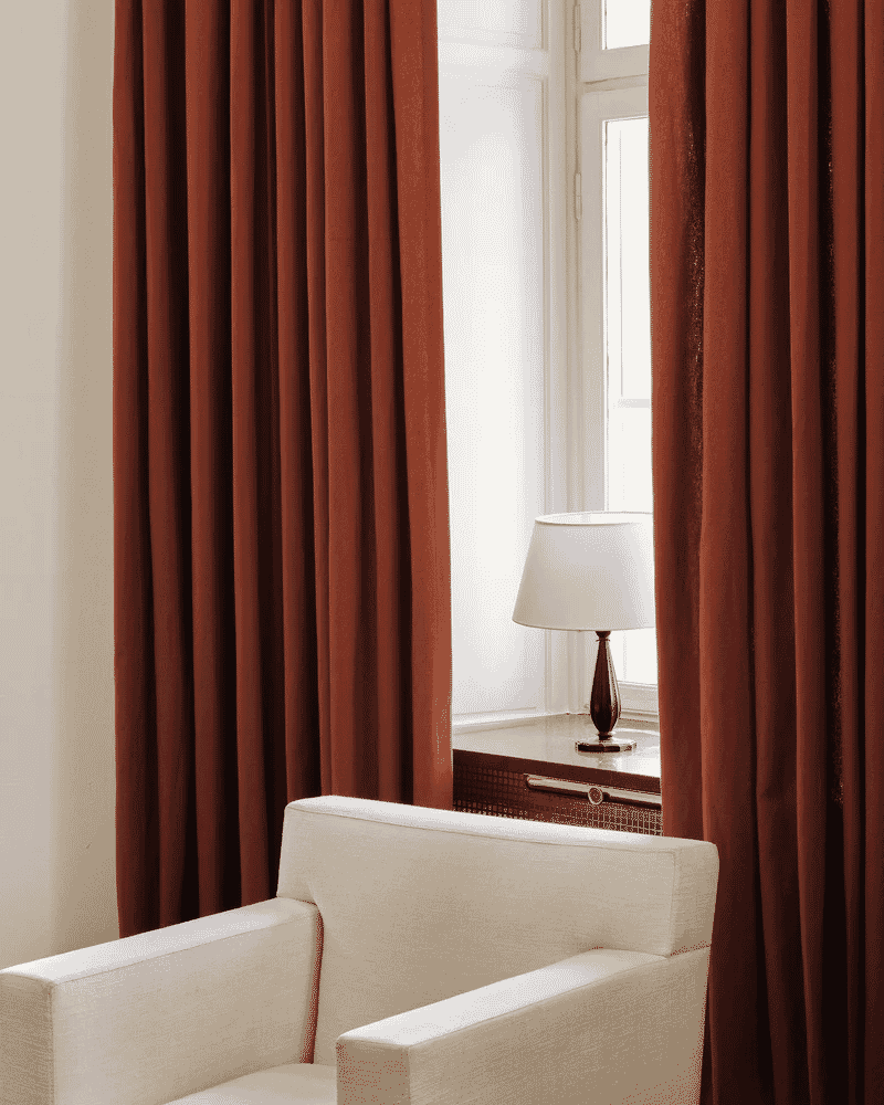 Nordic Knots: The Shade – Burnt Red Curtains