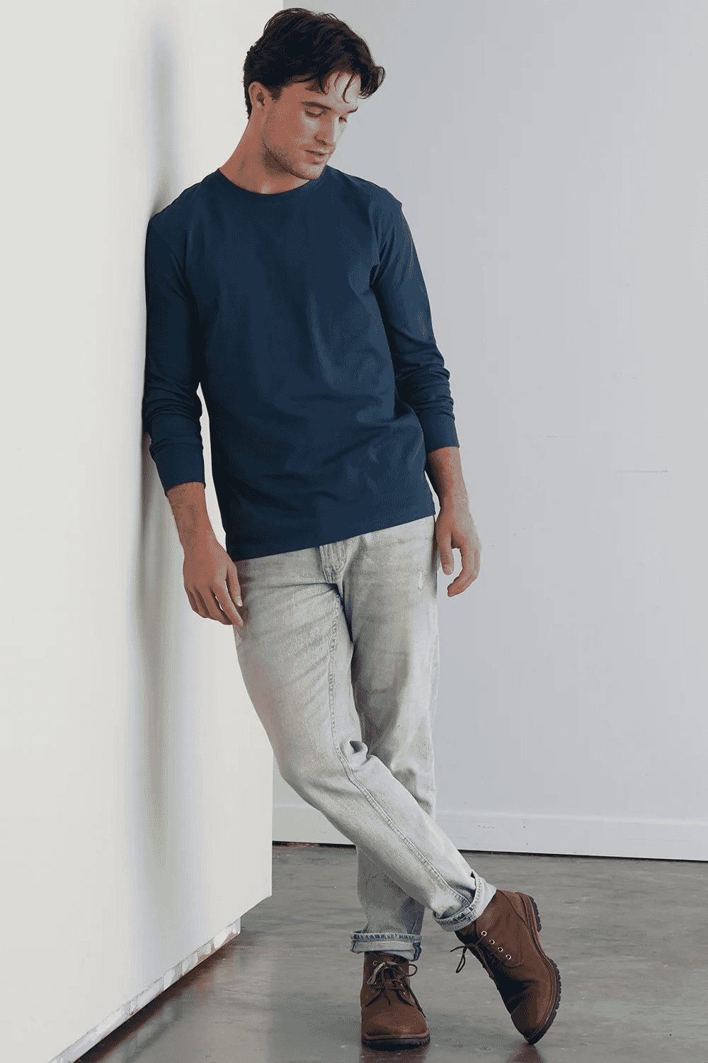 Fair Indigo: 100% Organic Cotton Long Sleeve Crew Neck T-shirt