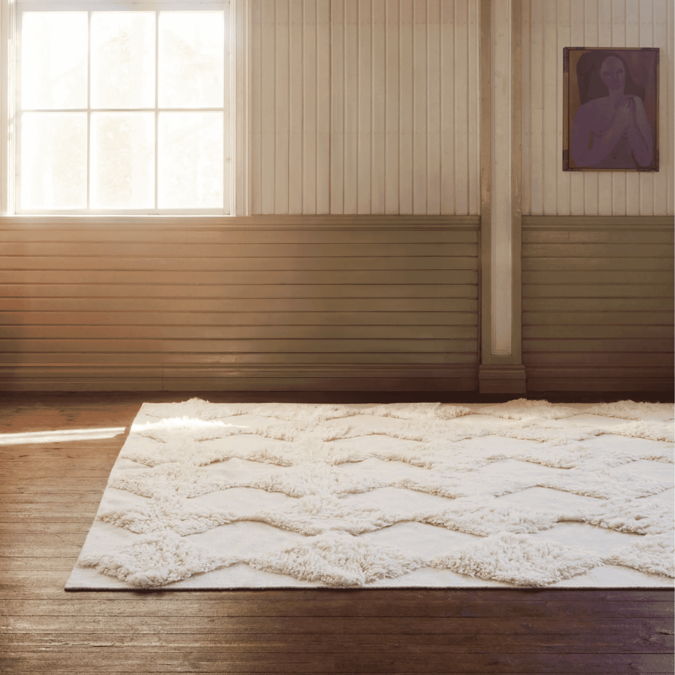 DUSTY DECO: Chess Rya Rug White Chess Rya Rug