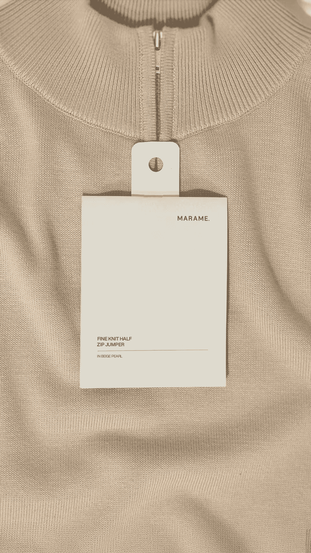 Marame: Fine Knit Half Zip Jumper IN Putty Dove