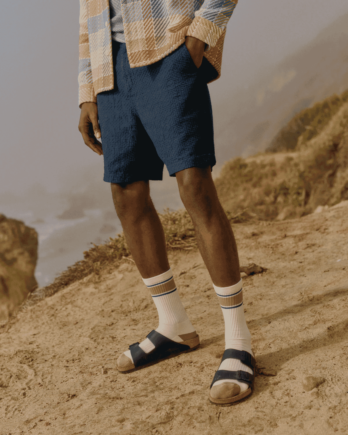 Wax London: Kurt - Navy Honeycomb Cotton Shorts