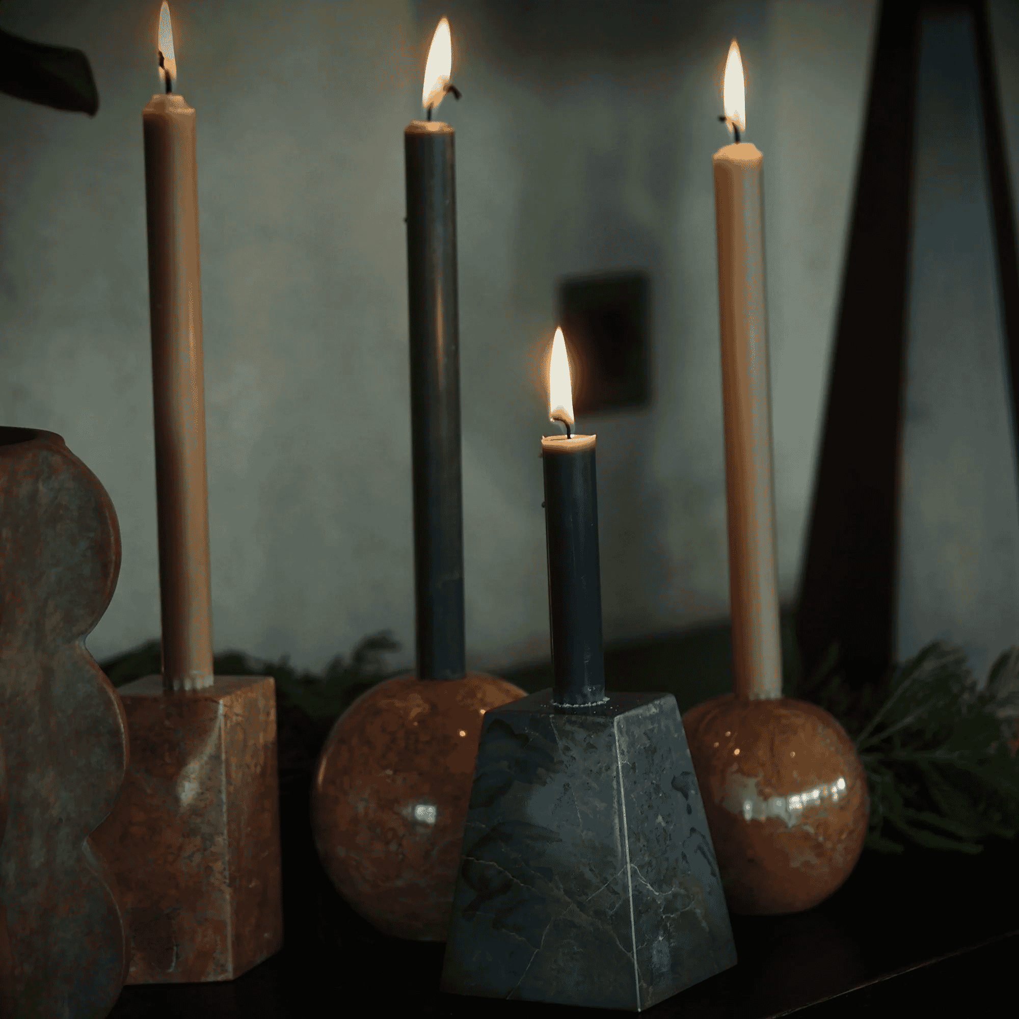 DUSTY DECO: Pyramid Candle Holders Grey By Edin &amp; Lina Kjellvertz