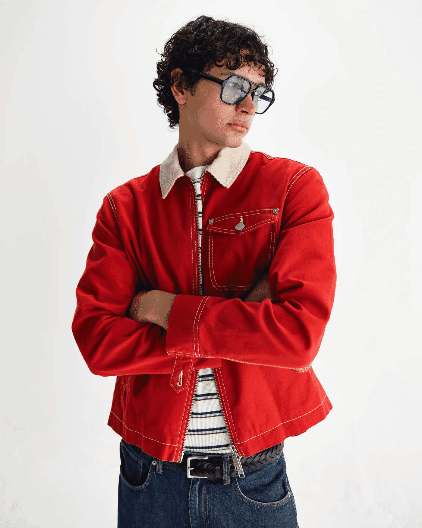 Wax London: Mason - Red Canvas Work Jacket