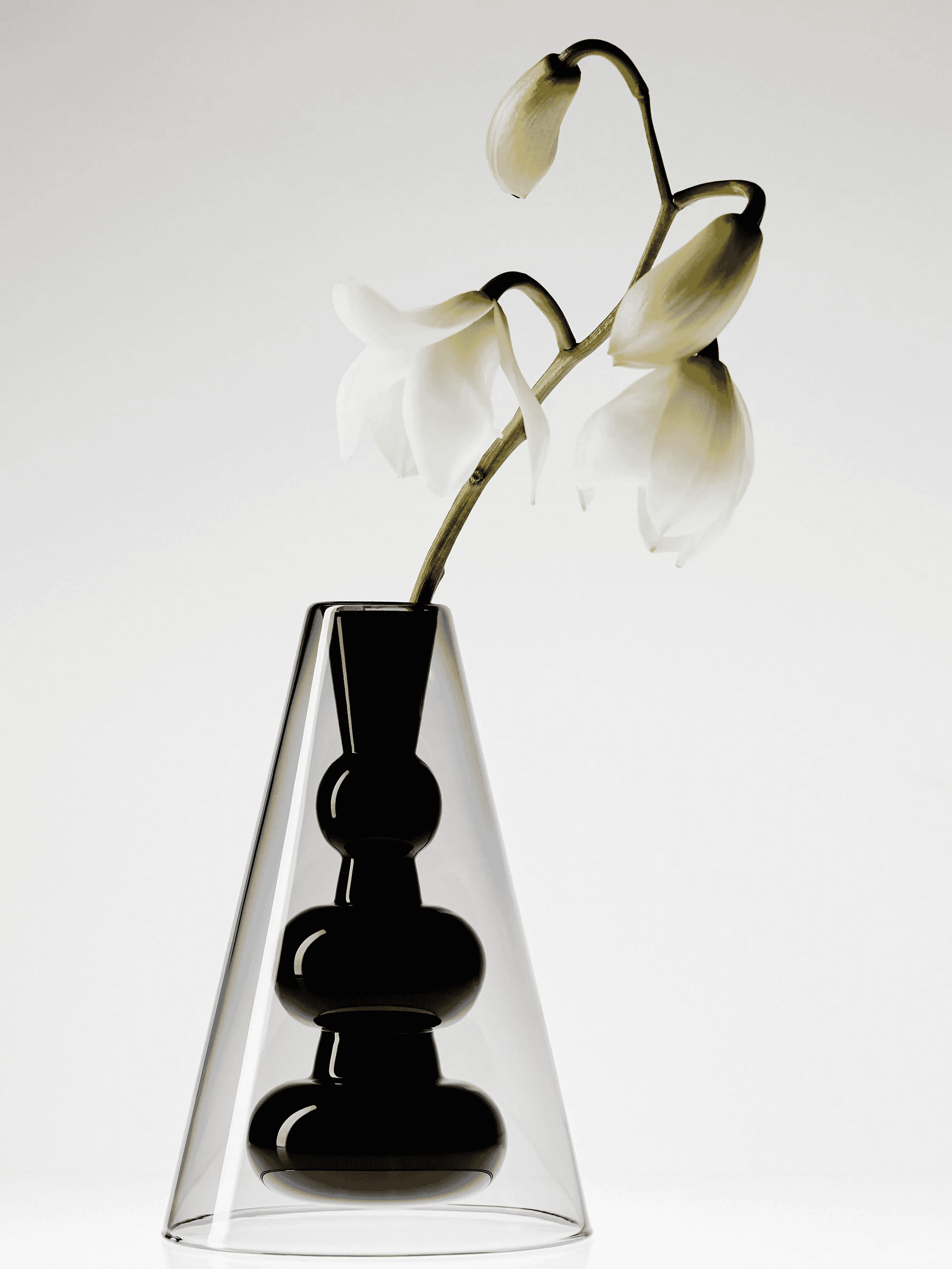 Tom Dixon: Bump Cone Vase Handmade Black Glass