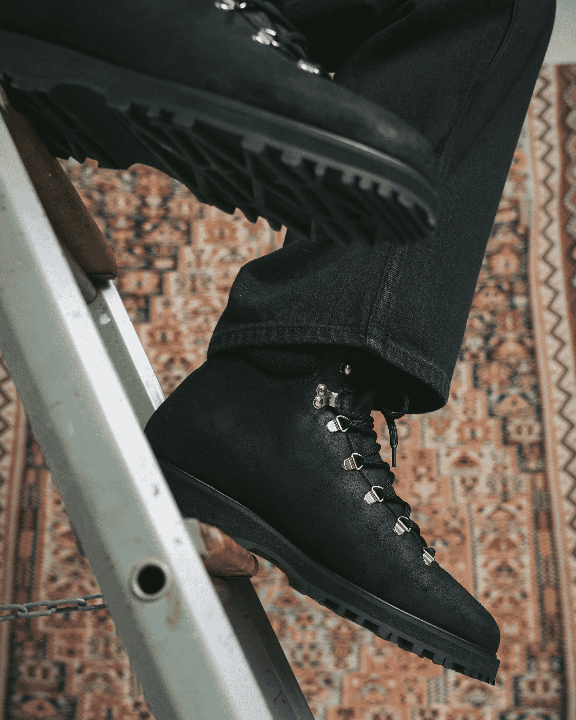 MYRQVIST: Duved Black Waxed Suede Shoe