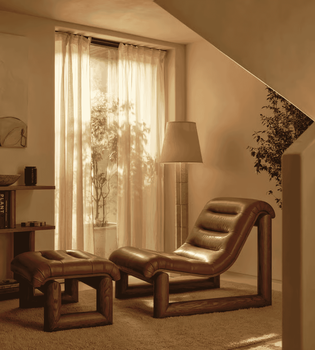 Soho Home: Drew Lounge Chair, Leather, Chestnut