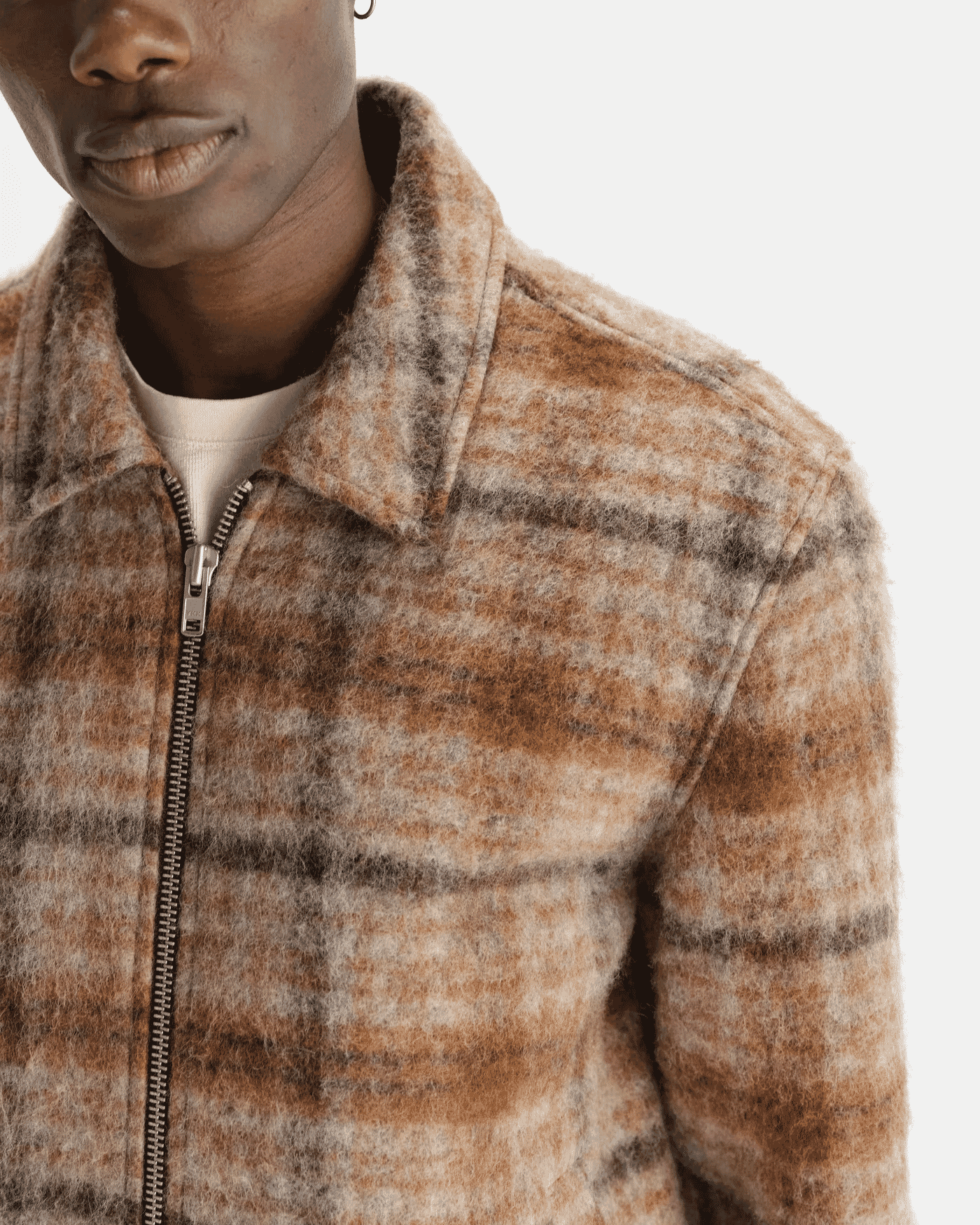 Wax London: Heath - Natural And Tan Drawn Check Jacket