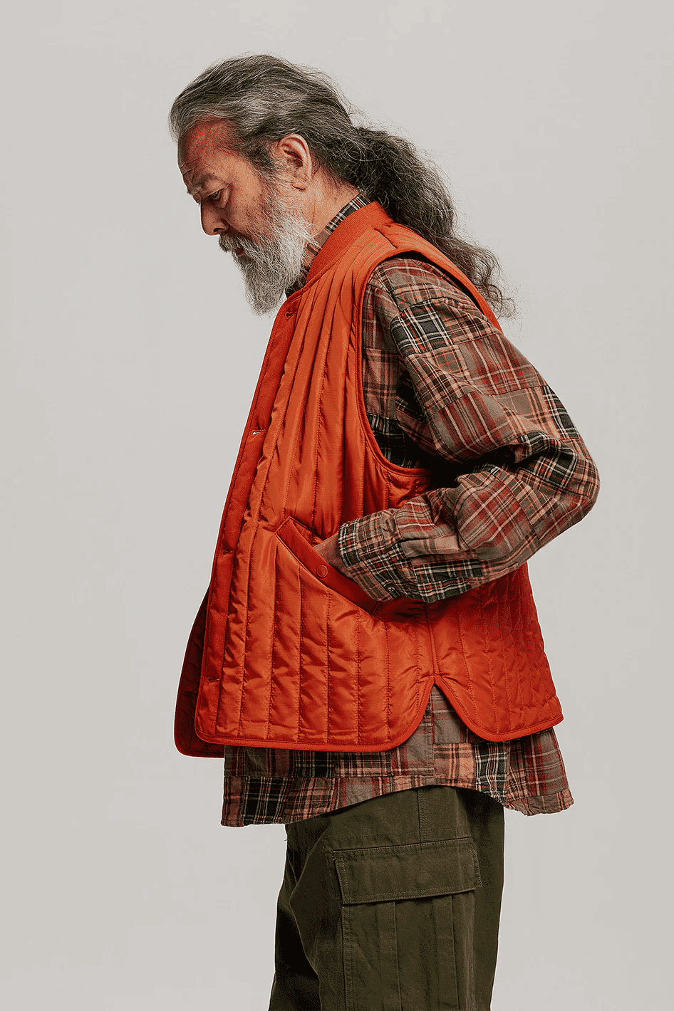 Frizmworks: Stripe Quilted Mil Liner Vest Orange