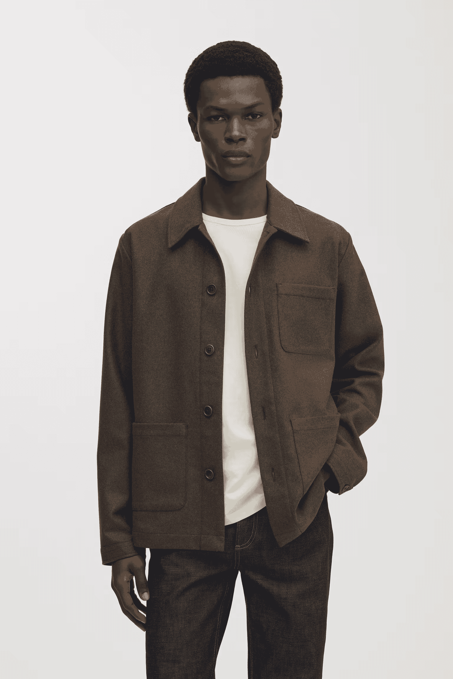 ASKET: Olive Wool Overshirt