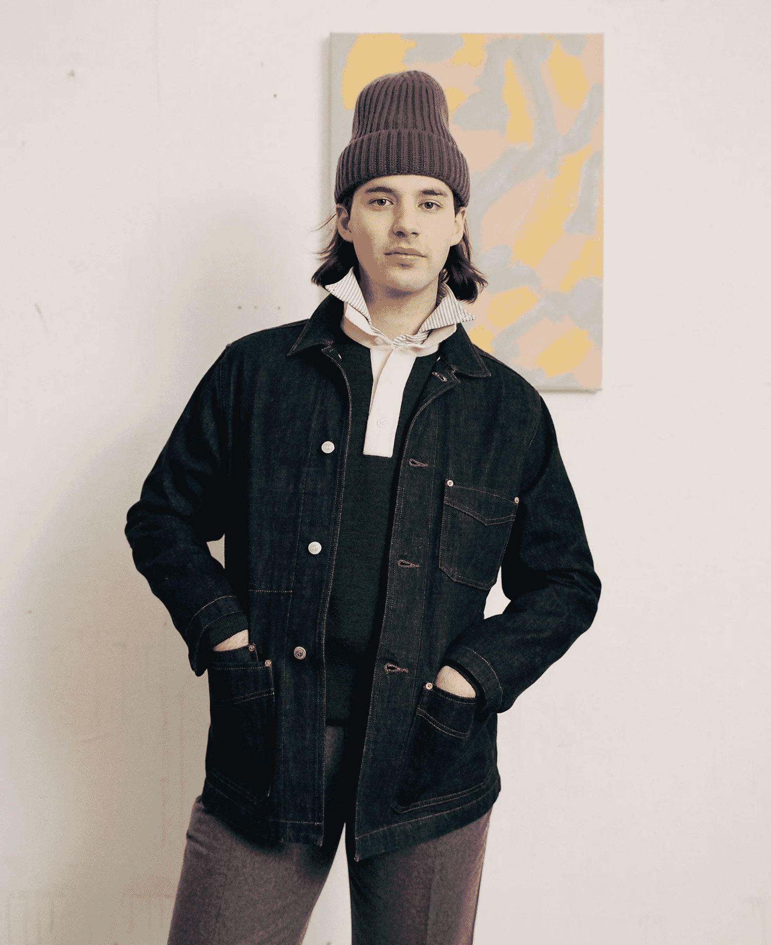 Drakes: Indigo Rinse Denim Five-Pocket Chore Jacket