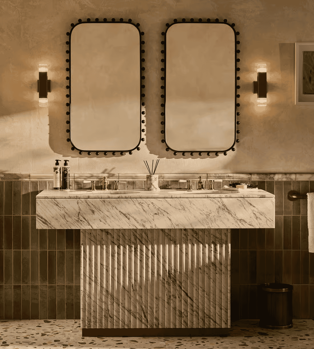 Soho Home: Stellios Arabescato Marble Double Vanity