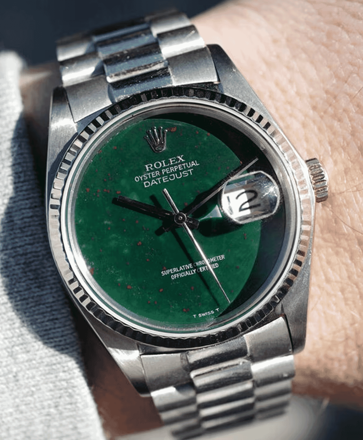 Rolex: White Gold Datejust Bloodstone Watch Ref. 16019