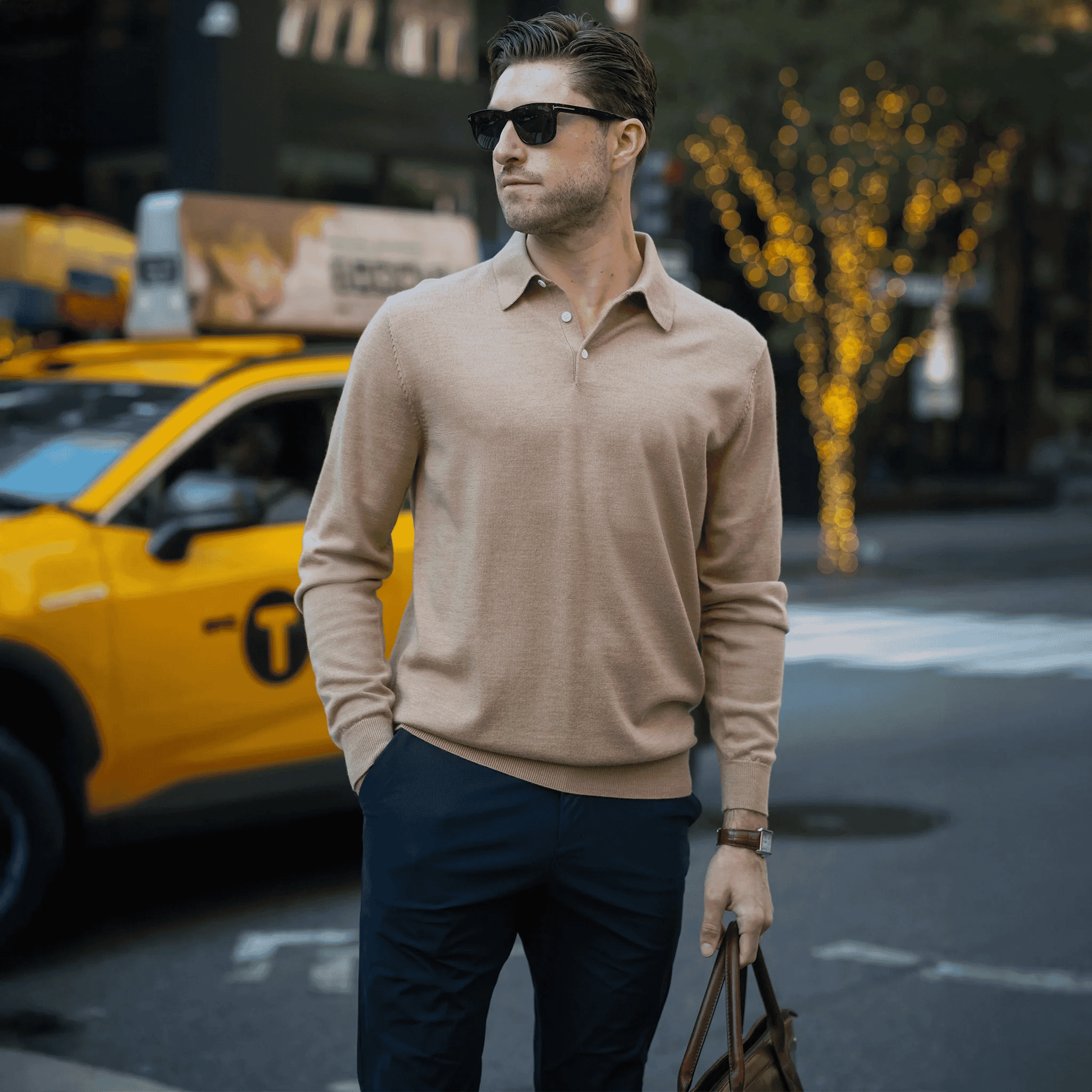 Collars &amp; Co: Bellagio Three Button Long Sleeve Merino Polo