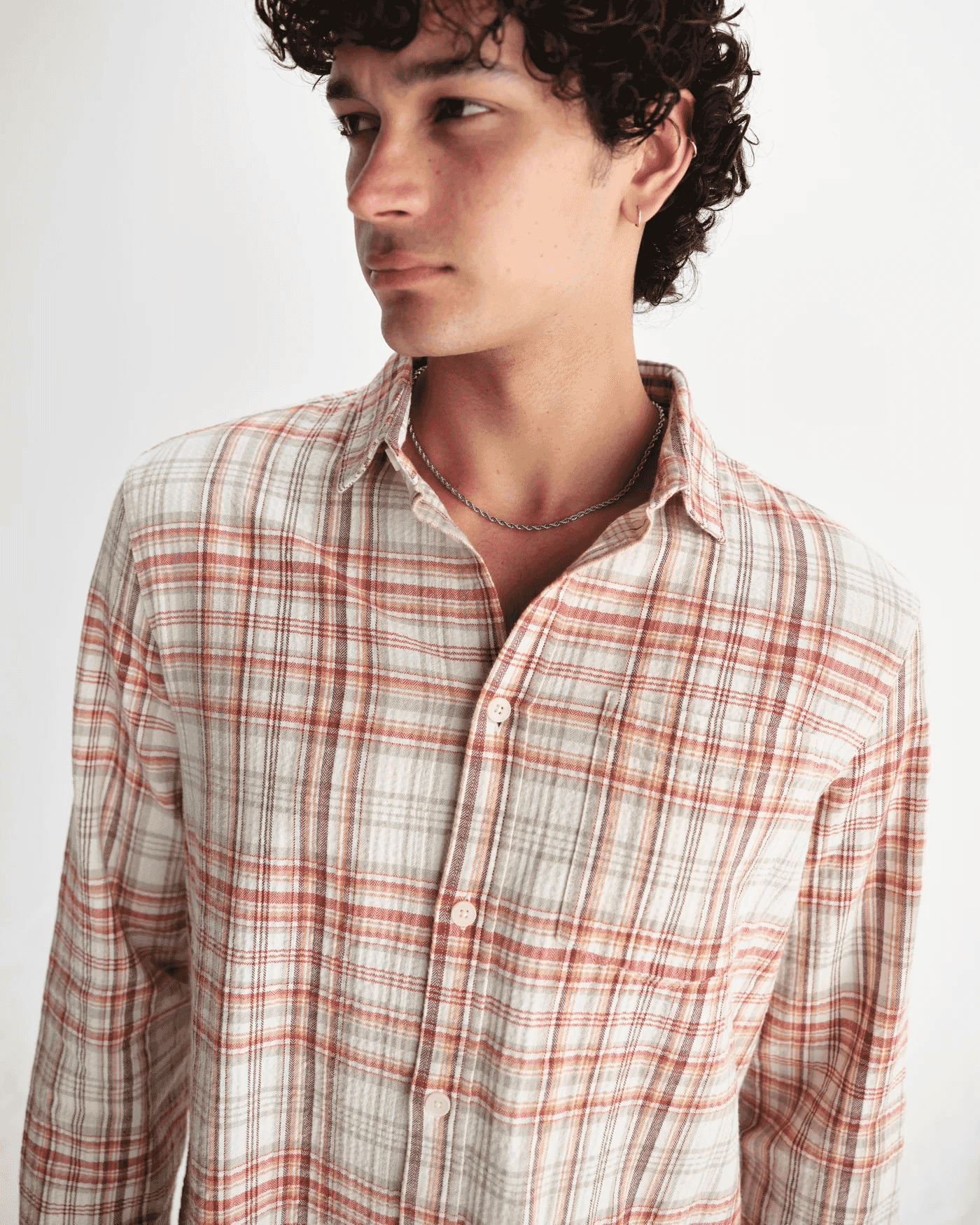 Wax London: Rust And Multicolour Seersucker Flannel Shirt