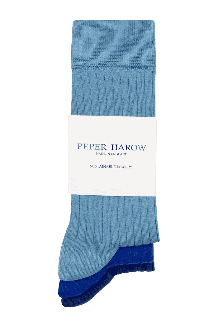 Peper Harow: 3 Pack Essential Men's Socks - Azure