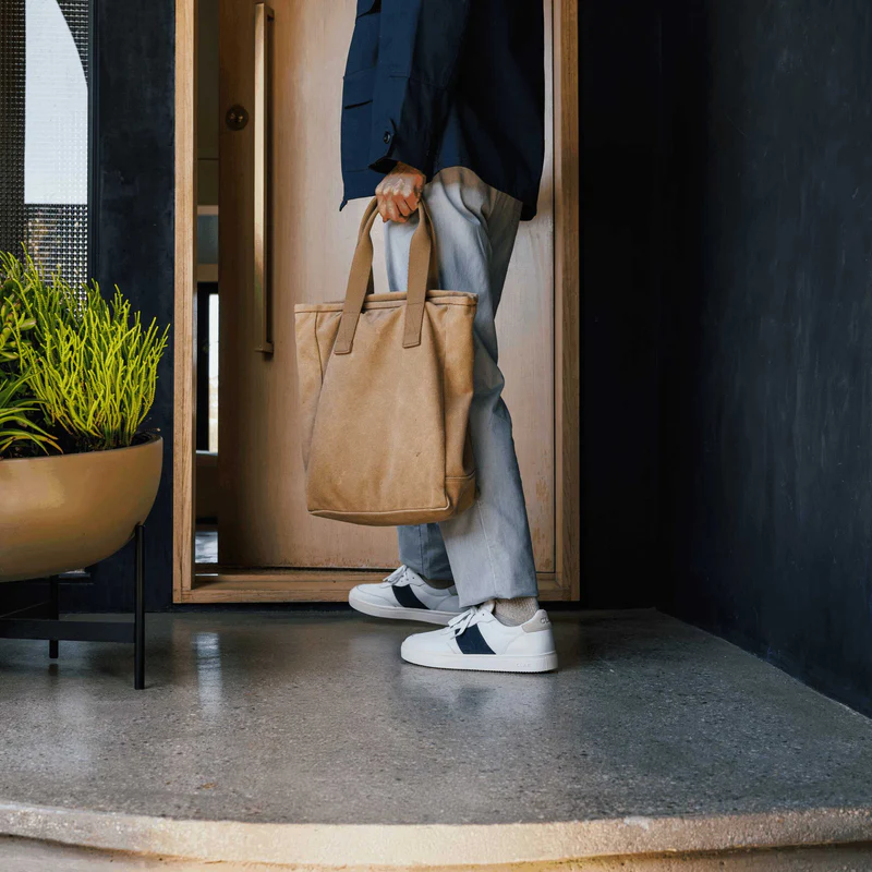 CLAE: DAVIS White/Navy Trainers