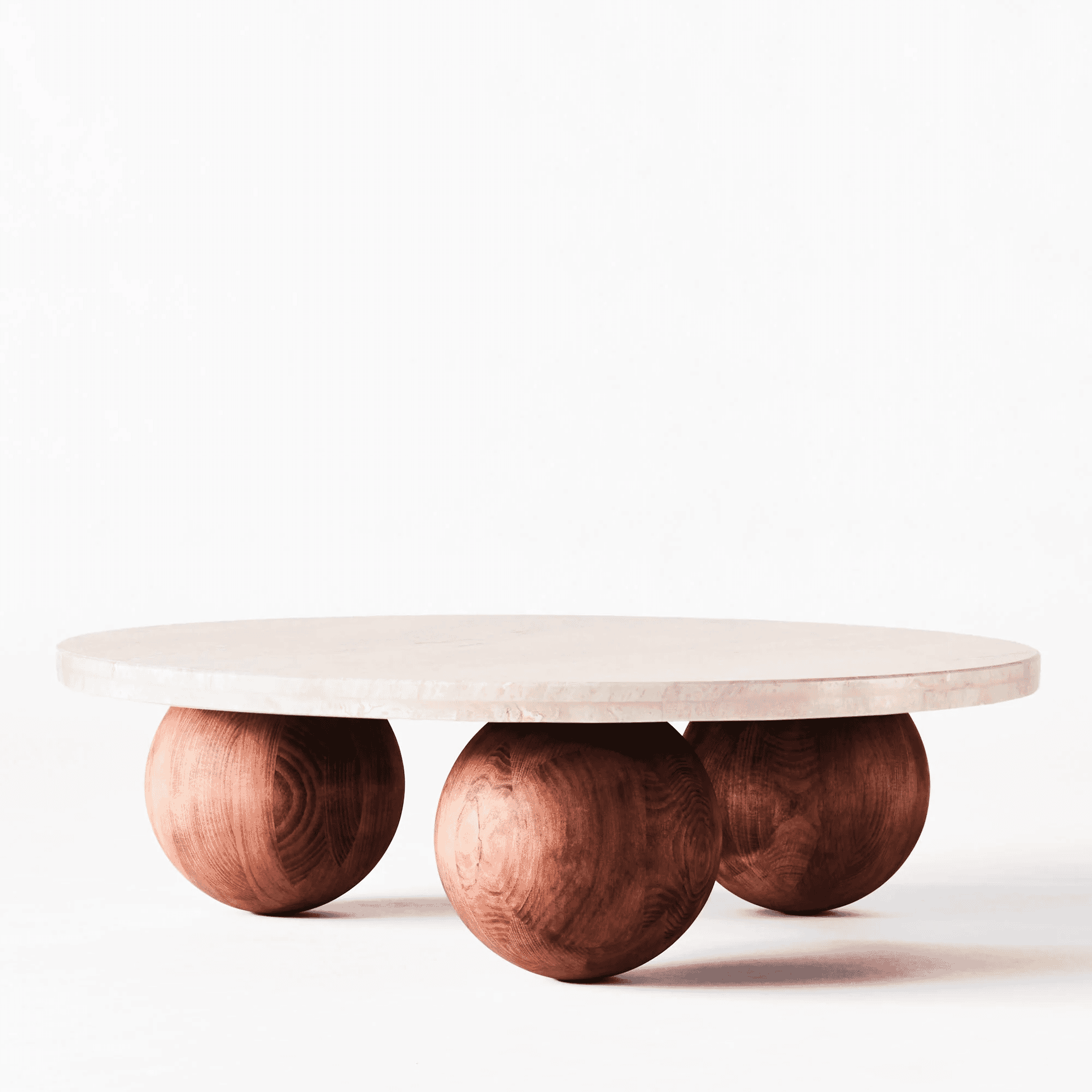 Edin &amp; Lina Kjellvertz: Sphere Round Sofa Table Travertine Bianco