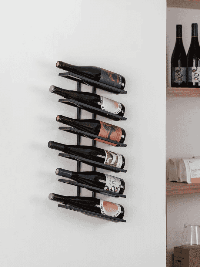 Metallbude: Wall-Mounted Wine Rack Vinia, for 6 Bottles