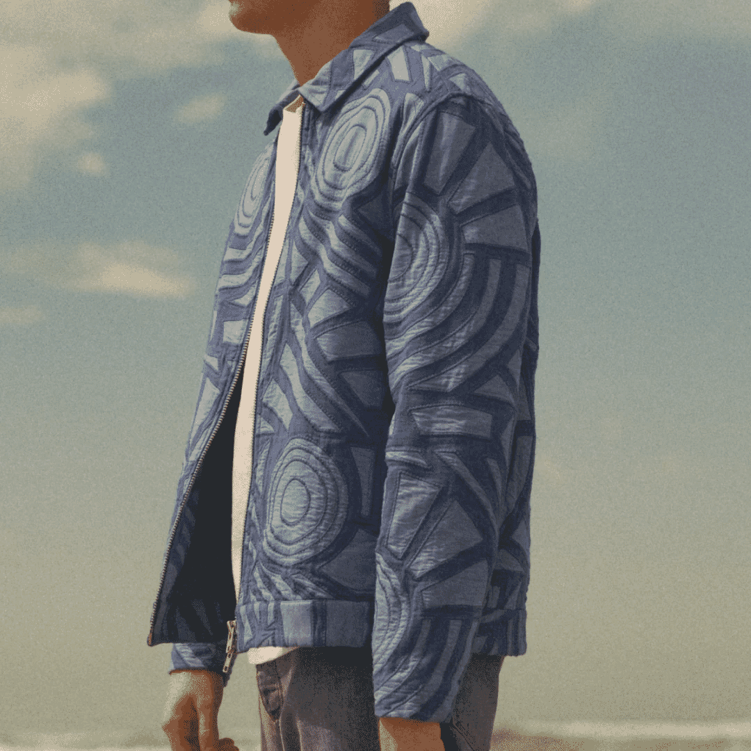 Wax London: Park - Bright Blue Tonal Applique Jacket