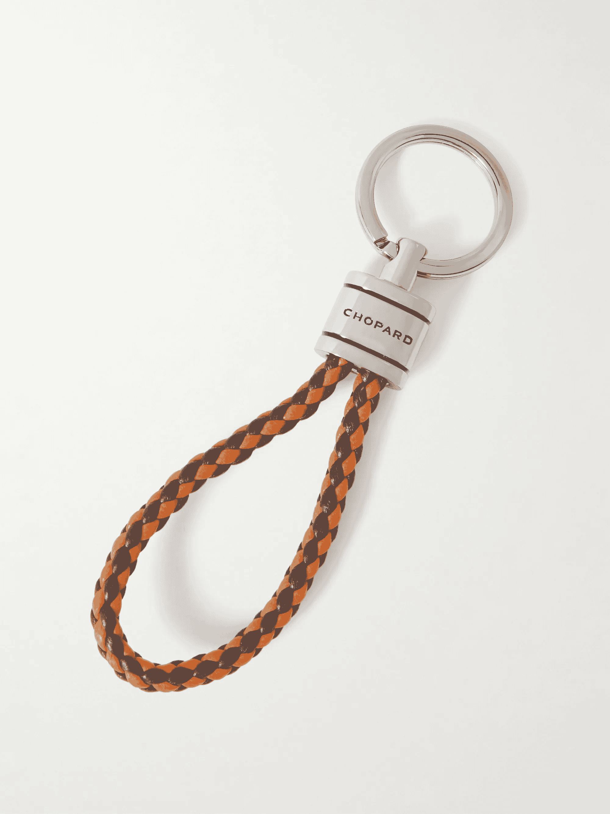 CHOPARD: Braided Leather and Silver-Tone Keyring