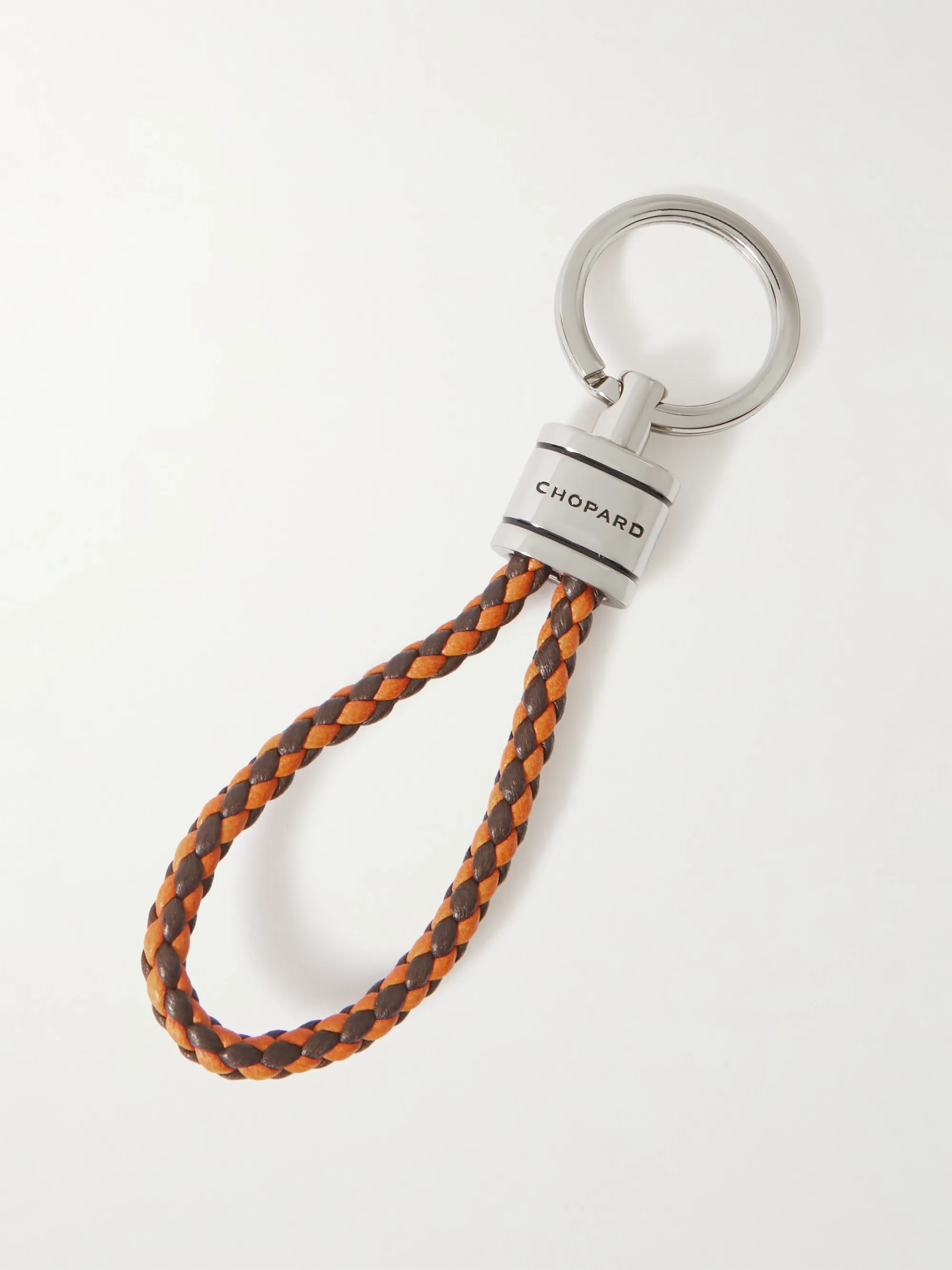CHOPARD: Braided Leather and Silver-Tone Keyring