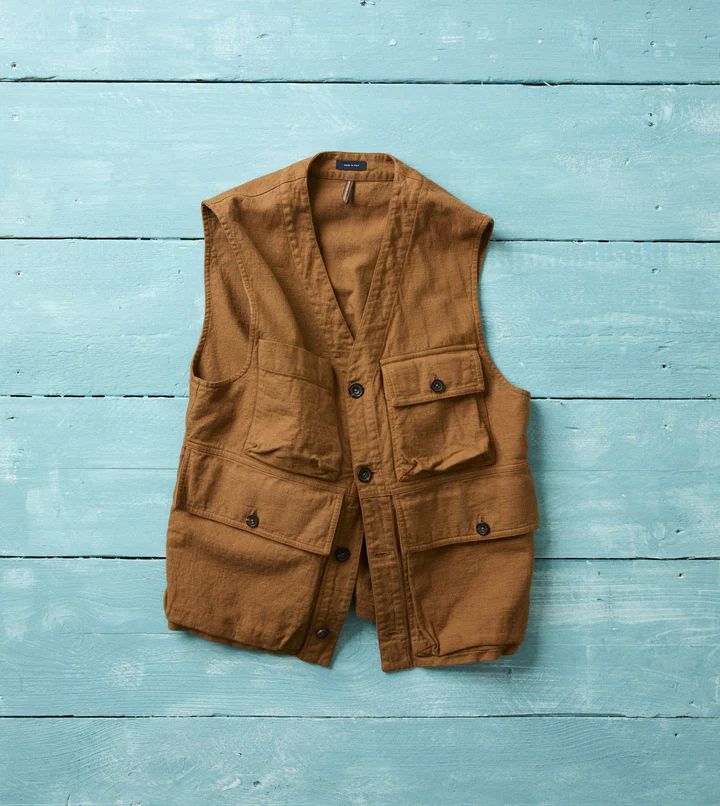 Drake's: Tobacco Cotton Utility Vest