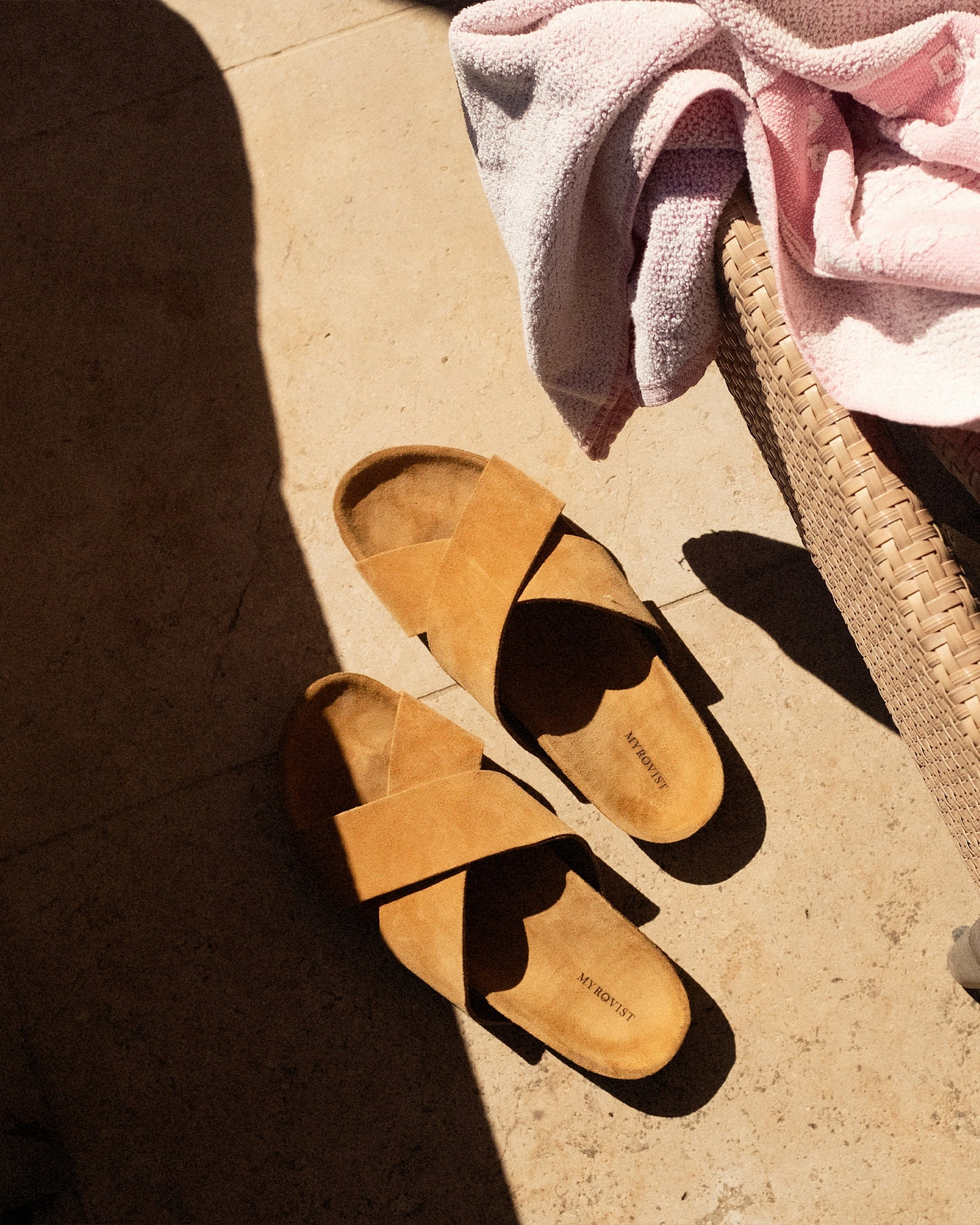 MYRQVIST: Solvik Sand Suede Sliders