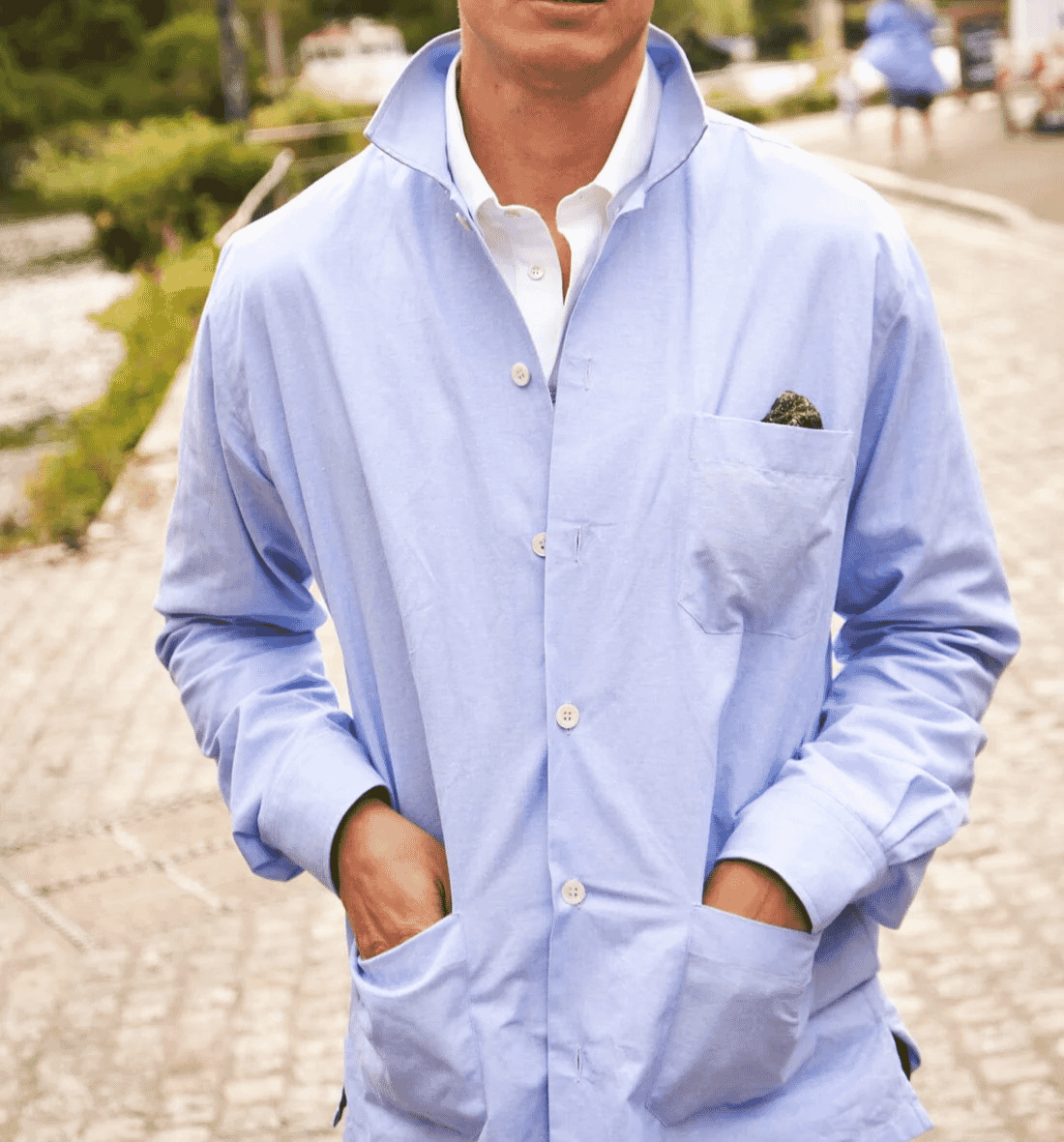 Neem London: Recycled Italian Sky Slub Shirt Jacket