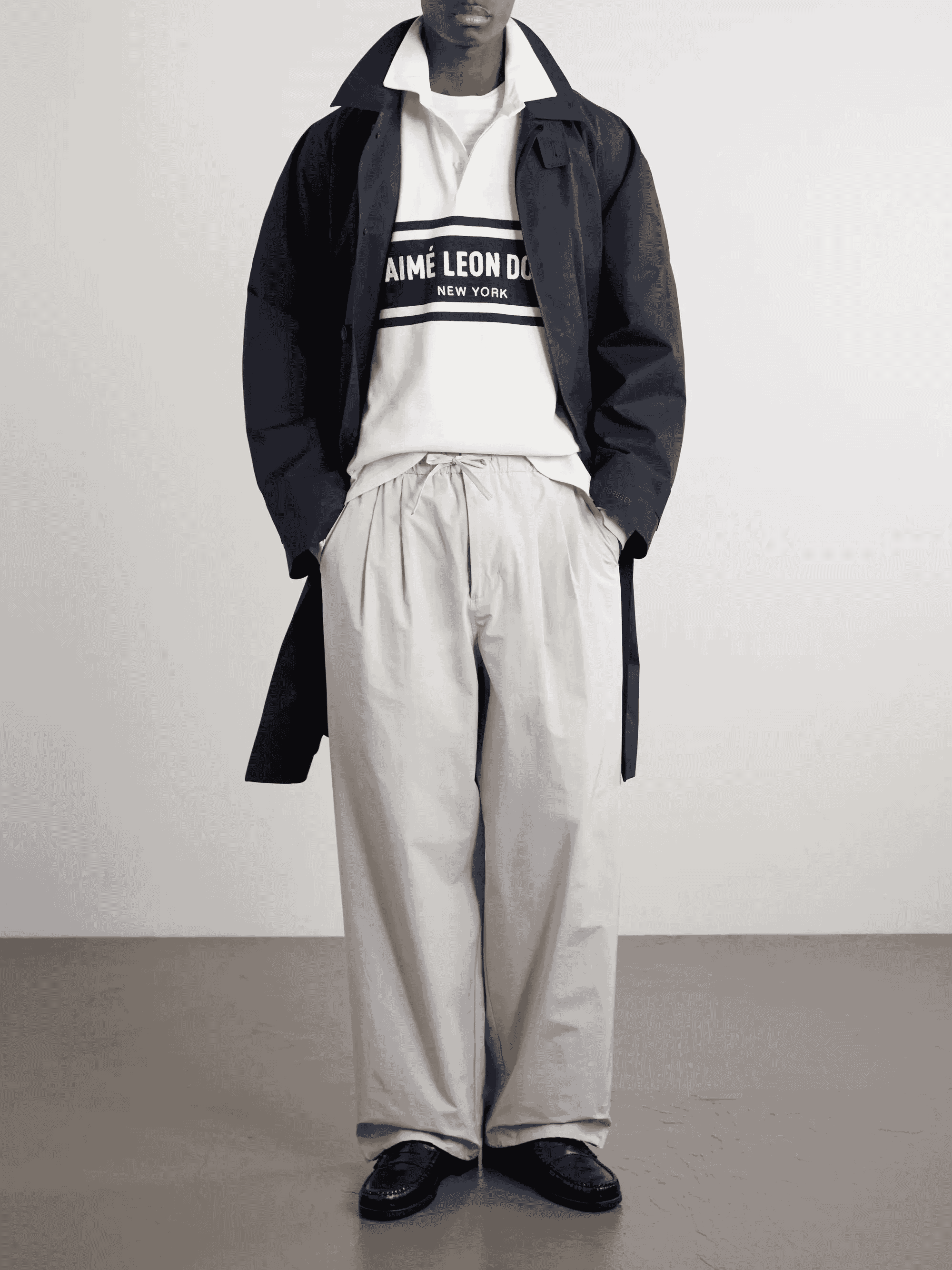 AIMÉ LEON DORE: Logo-Embroidered Striped Cotton Polo Sweater