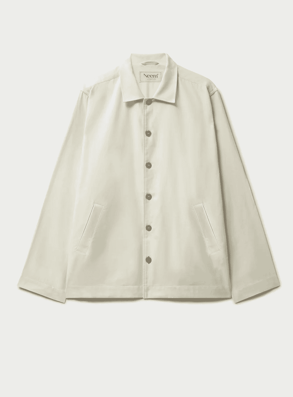 Neem London: Undyed and Unbleached Antique White Bomber Jacket