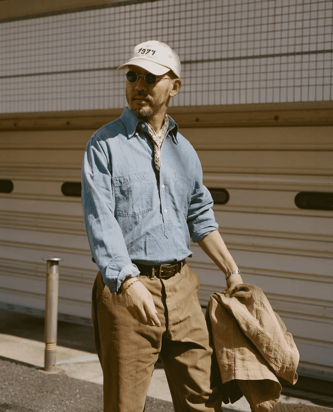 Drake's: Stone Wash Cotton Chambray Button-Down Collar Popover Shirt