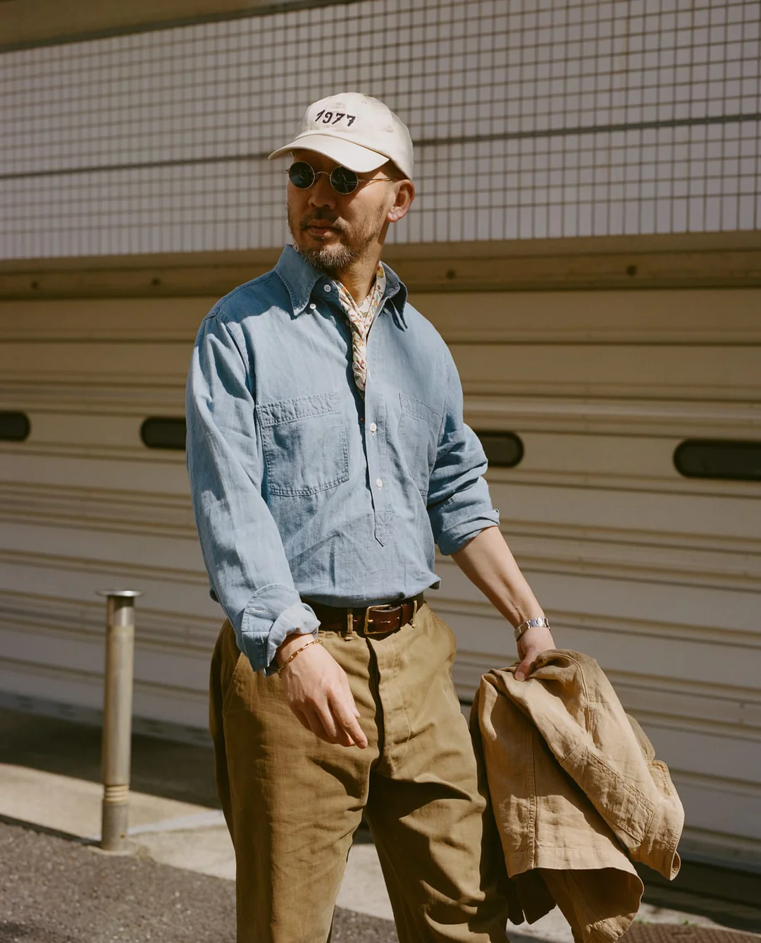Drake's: Stone Wash Cotton Chambray Button-Down Collar Popover Shirt