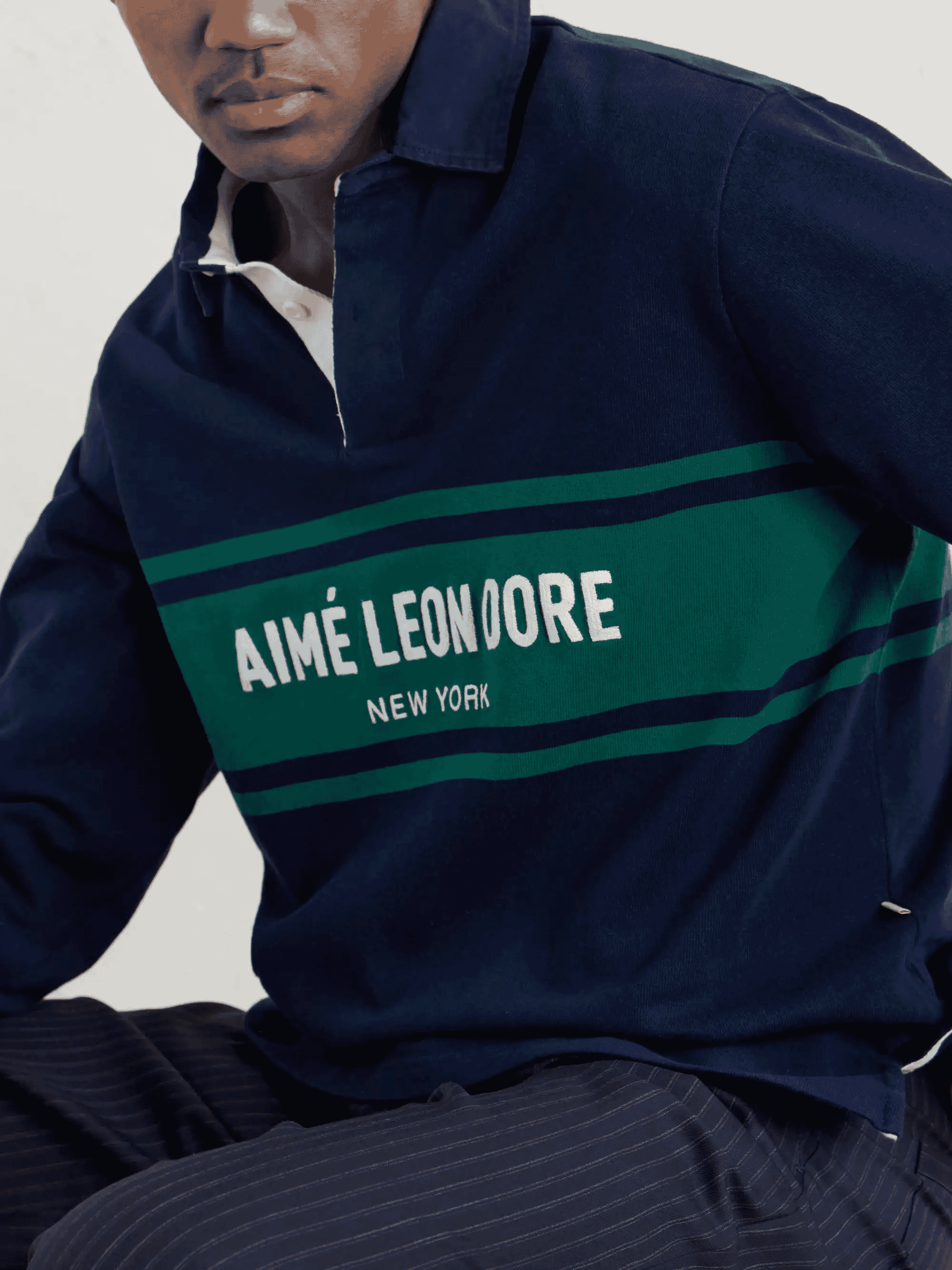 AIMÉ LEON DORE: Logo-Embroidered Cotton-Jersey Polo Sweater
