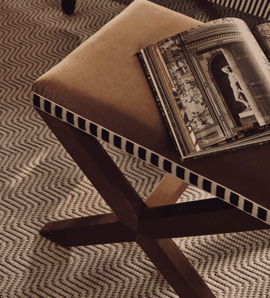 OKA: Vaquero Velvet Stool - Camel