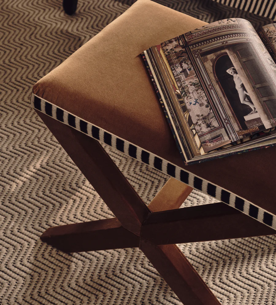 OKA: Vaquero Velvet Stool - Camel