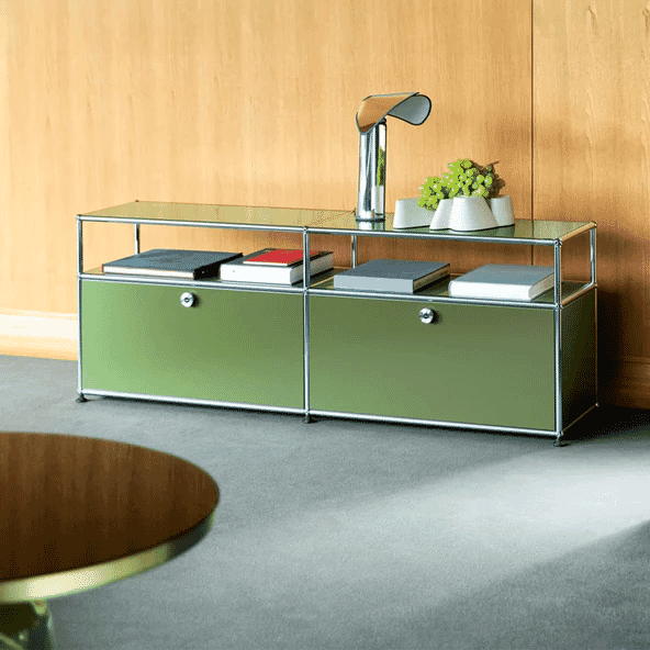 USM Haller: Media Unit O2 - Brown and Pure Orange