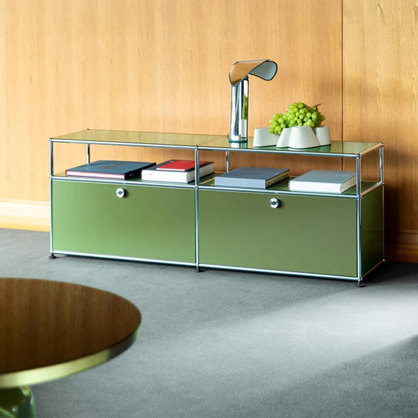 USM Haller: Media Unit O2 - Brown and Pure Orange