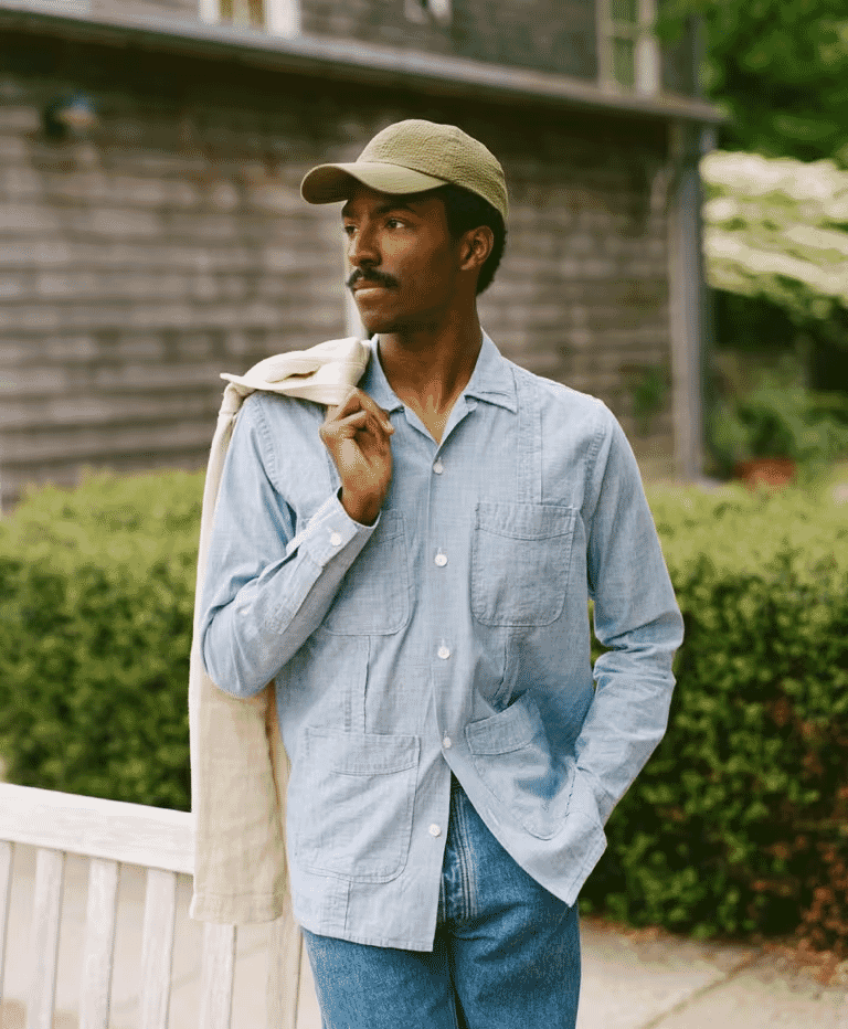 Drake's: Green Seersucker Cotton Baseball Cap