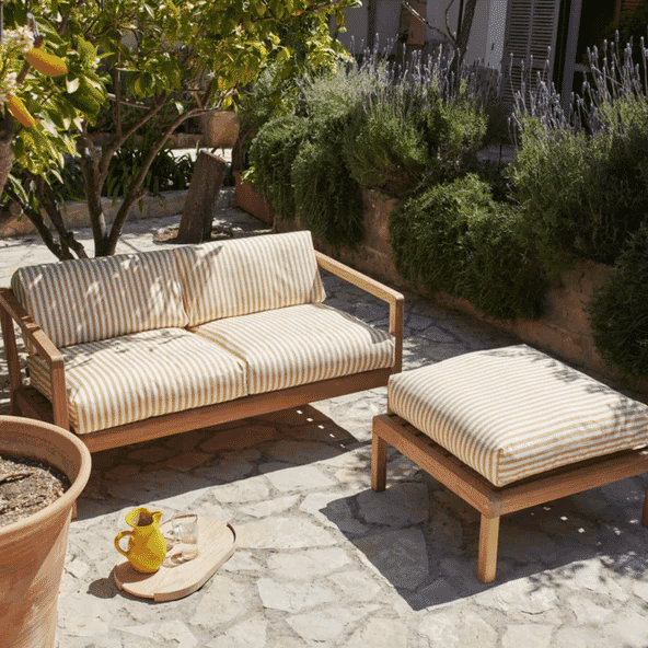 Fritz Hansen: Virkelyst Garden Sofa - Sea yellow stripe