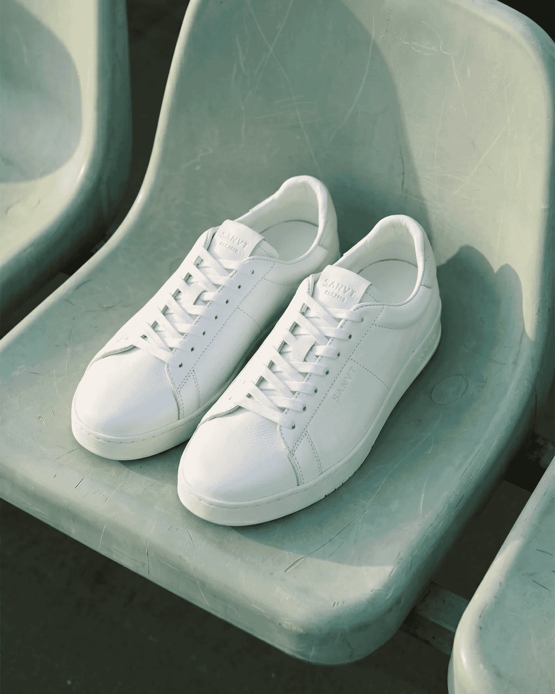 SANVT: White Leather Tennis Sneaker