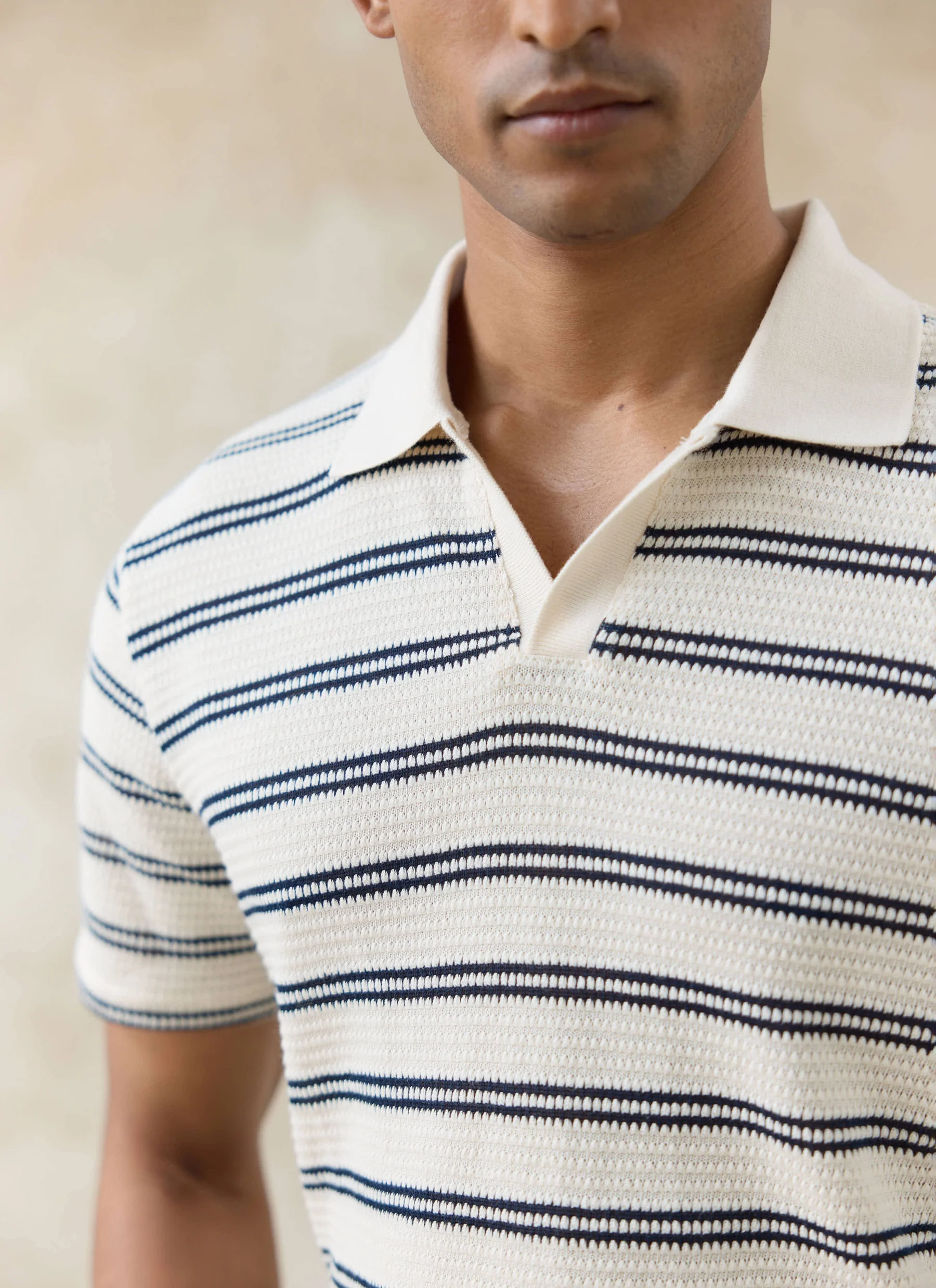 Percival: Cream Stripe Moore Polo