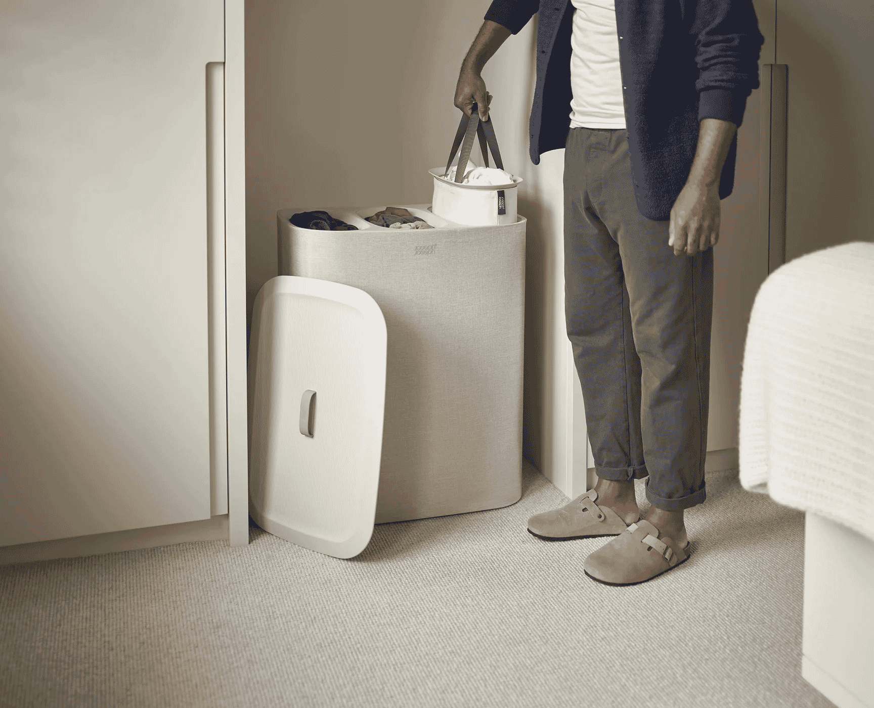 Tota Trio: 90L Ecru Laundry Separation Basket