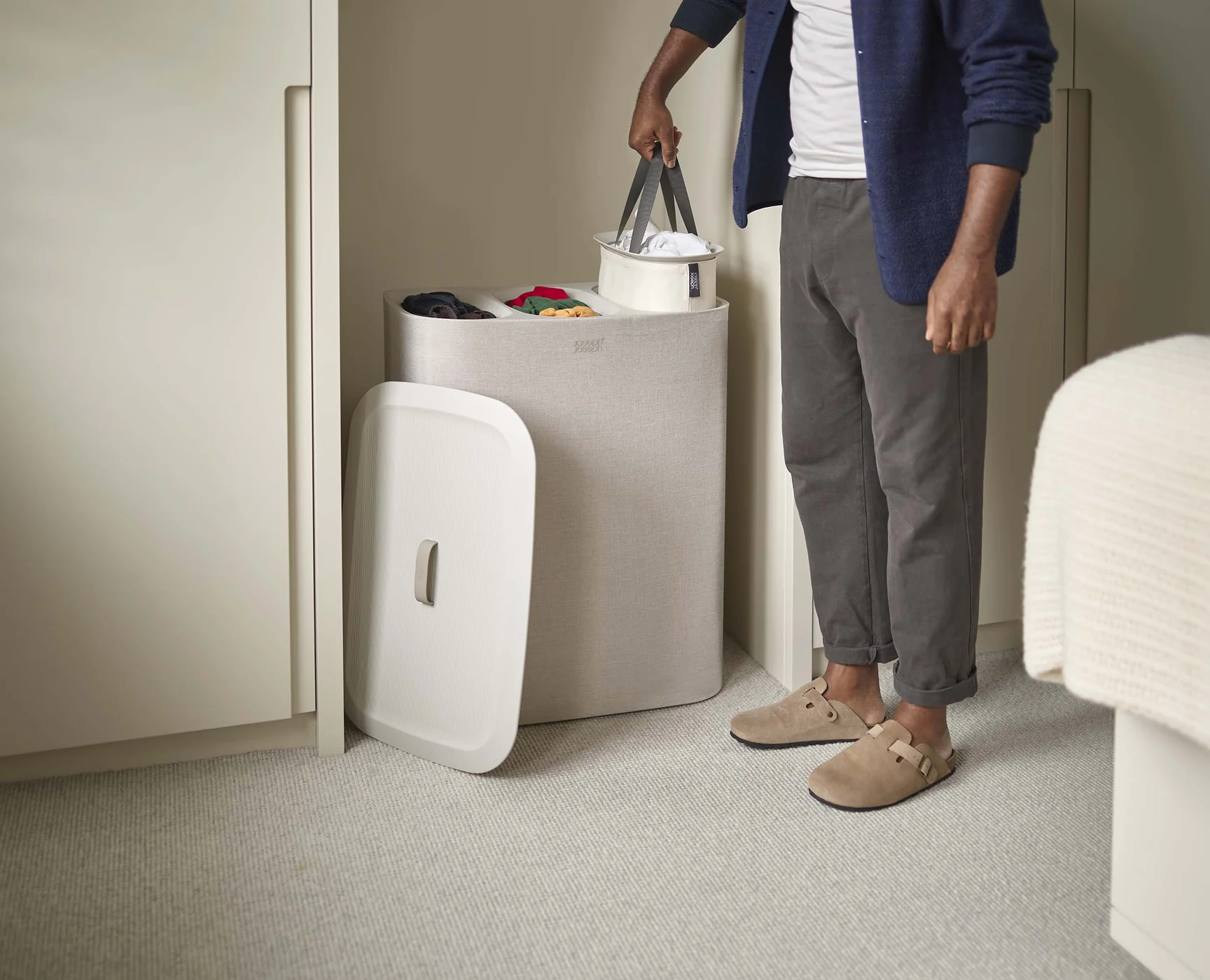 Tota Trio: 90L Ecru Laundry Separation Basket