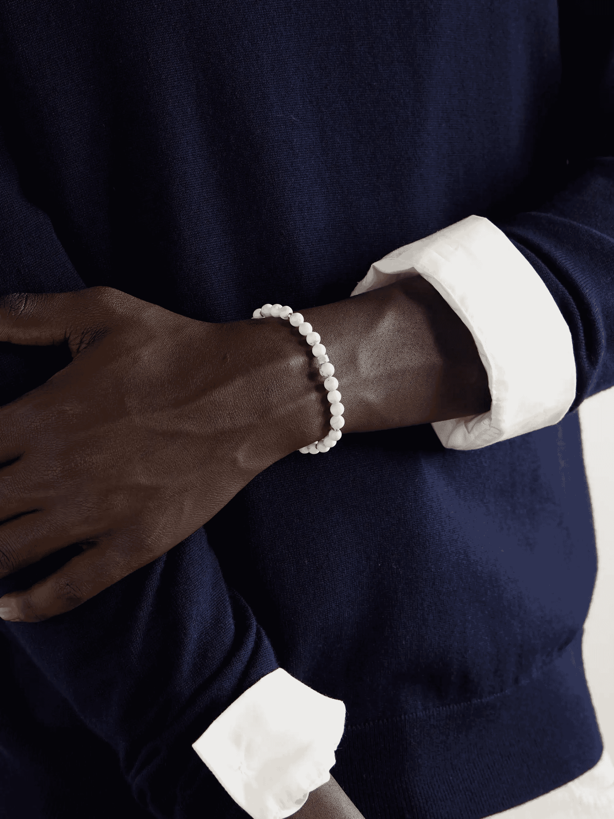 MIKIA: Circle 8 Sterling Silver and Magnesite Bracelet