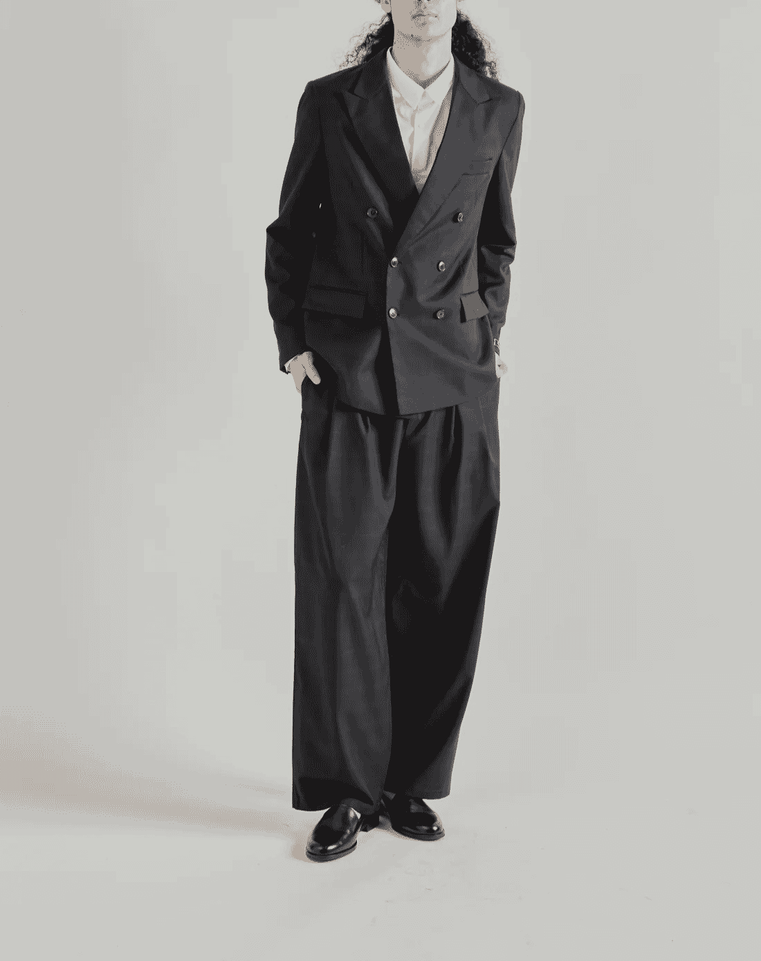 A Kind Of Guise: Double Breasted Peak Blazer Checkered Black