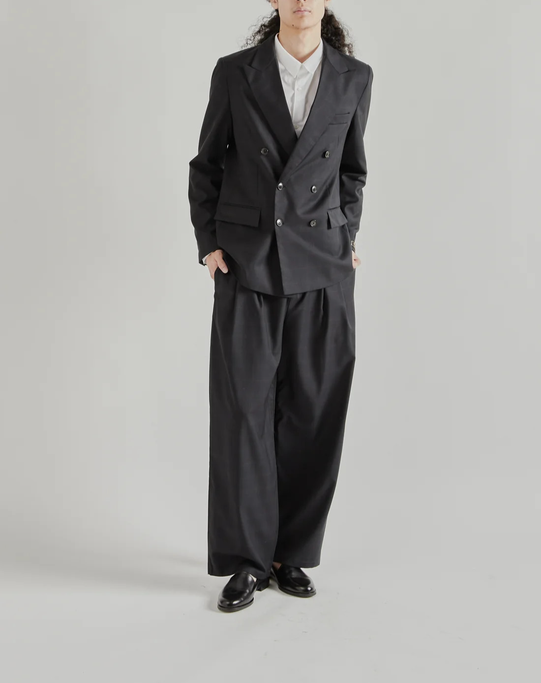 A Kind Of Guise: Double Breasted Peak Blazer Checkered Black